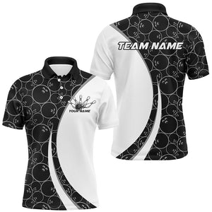 Black And White Custom Retro Bowling Shirts For Men, Classic Vintage Bowling Team Shirt IPHW7411