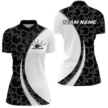 Load image into Gallery viewer, Black And White Custom Retro Bowling Shirts For Women, Classic Vintage Bowling Team Shirt IPHW7411