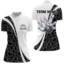 Load image into Gallery viewer, Black And White Custom Retro Bowling Shirts For Women, Classic Vintage Bowling Team Shirt IPHW7412