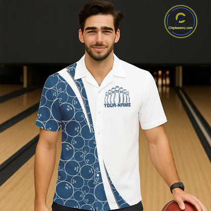 Black And Navy Blue Custom Retro Bowling Shirts For Men And Women, Classic Vintage Bowling Team Shirt IPHW7413