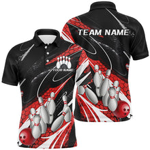 Load image into Gallery viewer, Black And Red Custom Bowling Shirts For Men, Bowling Tournament Bowling League Shirt For Team IPHW7700