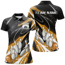 Load image into Gallery viewer, Black And Yellow Custom Ladies Bowling Shirts, Bowling Tournament Bowling League Shirt IPHW7702