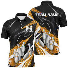 Load image into Gallery viewer, Black And Yellow Custom Bowling Shirts For Men, Bowling Tournament Bowling League Shirt For Team IPHW7702