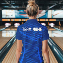 Load image into Gallery viewer, Custom Blue Bowling Team Womens Quarter-Zip Shirts, Bowling Tournament Bowling League Shirt IPHW8536