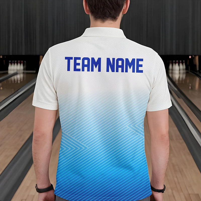 Custom Blue Bowling Team Polo Shirts For Men, Bowling Tournament Bowling League Shirt IPHW8538