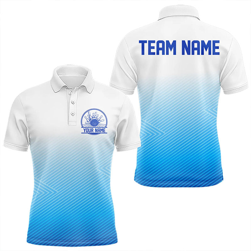 Custom Blue Bowling Team Polo Shirts For Men, Bowling Tournament Bowling League Shirt IPHW8538