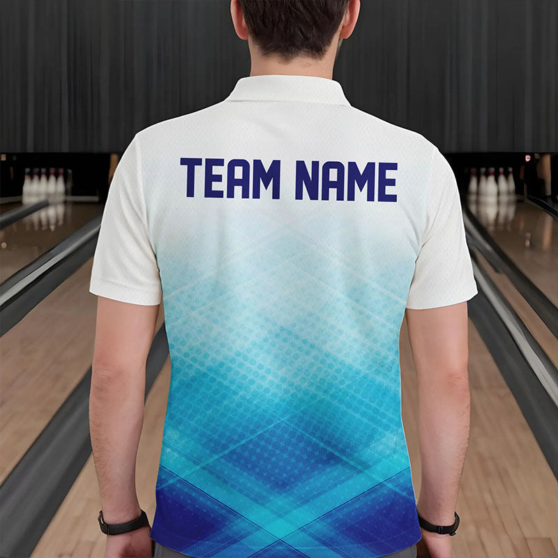 Custom Blue Bowling Team Polo Shirts For Men, Bowling Tournament Bowling League Shirt IPHW8539