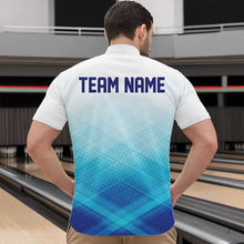 Load image into Gallery viewer, Custom Blue Bowling Team Quarter-Zip Shirts For Men, Bowling Tournament Bowling League Shirt IPHW8539