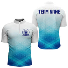 Load image into Gallery viewer, Custom Blue Bowling Team Quarter-Zip Shirts For Men, Bowling Tournament Bowling League Shirt IPHW8539