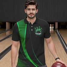 Load image into Gallery viewer, Custom Black And Green Bowling Polo Shirts For Men, Bowling Tournament Team Shirts IPHW8543