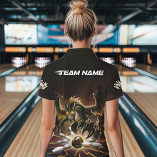 Load image into Gallery viewer, Custom Black And Yellow Dragon Bowling Team Womens Quarter-Zip Shirts, Bowling League Shirt IPHW8551