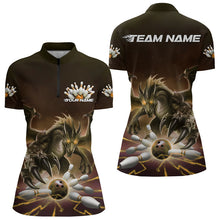 Load image into Gallery viewer, Custom Black And Yellow Dragon Bowling Team Womens Quarter-Zip Shirts, Bowling League Shirt IPHW8551