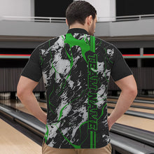 Load image into Gallery viewer, Custom Gray And Green Strike Bowling Quarter-Zip Shirts For Men, Bowling League Team Uniform IPHW8862