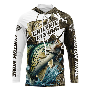 Custom Crappie Fishing Jerseys, Crappie Long Sleeve Fishing League Shirts | Grass Camo IPHW6363