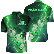 Load image into Gallery viewer, Lightning Strike Custom Green Bowling Polo Shirts, Bowling Team Jerseys For Men IPHW5220