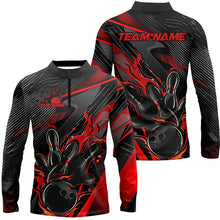 Load image into Gallery viewer, Black And Red Custom Flame Bowling Shirts For Men, Fire Bowling Team Shirt Bowler Jersey IPHW7931