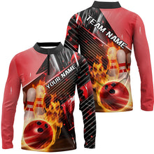 Load image into Gallery viewer, Black And Red Custom Flame Bowling Shirts For Men, Unisex Fire Bowling Team Shirt Bowler Outfit IPHW7938