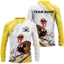 Load image into Gallery viewer, Custom Yellow Funny Turkey Bowling Team Shirts For Men, Thanksgiving Bowler Outfits IPHW7940