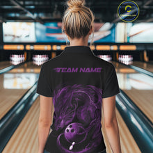 Load image into Gallery viewer, Custom Black And Purple Dragon Bowling Shirts, Bowling League Shirt Dragon Women Jersey IPHW10704