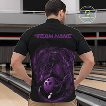 Load image into Gallery viewer, Custom Black And Purple Dragon Bowling Shirts, Bowling League Shirt Dragon Men Jersey IPHW10704