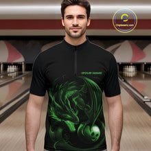 Load image into Gallery viewer, Custom Black And Green Dragon Bowling Shirts, Bowling League Shirt Dragon Men Jersey IPHW10705