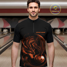 Load image into Gallery viewer, Custom Black And Orange Dragon Bowling Shirts, Bowling League Shirt Dragon Men Jersey IPHW10707