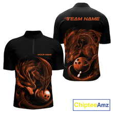 Load image into Gallery viewer, Custom Black And Orange Dragon Bowling Shirts, Bowling League Shirt Dragon Men Jersey IPHW10707
