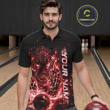 Load image into Gallery viewer, Custom Red Flaming Leopard Bowling Shirts For Men, Fire Bowling Team Shirt Bowler Uniform IPHW10712