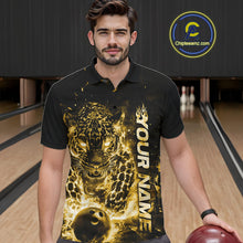 Load image into Gallery viewer, Custom Yellow Flaming Leopard Men Bowling Shirts, Fire Bowling Team Shirt Bowler Uniform IPHW10716