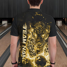 Load image into Gallery viewer, Custom Yellow Flaming Leopard Men Bowling Shirts, Fire Bowling Team Shirt Bowler Uniform IPHW10716