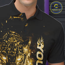 Load image into Gallery viewer, Custom Yellow Flaming Leopard Men Bowling Shirts, Fire Bowling Team Shirt Bowler Uniform IPHW10716