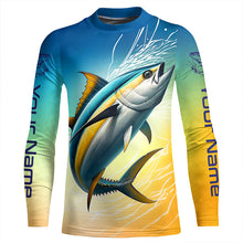 Load image into Gallery viewer, Custom Yellowfin Tuna Long Sleeve Saltwater Fishing Shirts, Tuna Uv Protection Fishing Jerseys IPHW6374