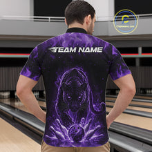 Load image into Gallery viewer, Custom Black And Purple Flame Leopard Bowling Men Quarter-Zip Shirt, Bowling League Team Shirt IPHW11255
