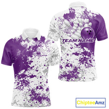 Load image into Gallery viewer, Custom Purple Splatter Bowling Team Men Polo Shirt, Bowling League Shirt Bowler Jerseys IPHW11260