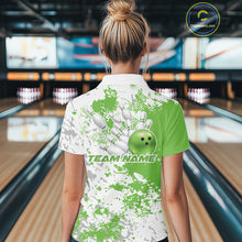 Load image into Gallery viewer, Custom Green Splatter Bowling Team Women Polo Shirt, Bowling League Shirt Bowler Jerseys IPHW11262