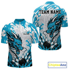 Load image into Gallery viewer, Blue and gray dragon-themed sports jersey with customizable text on a white background