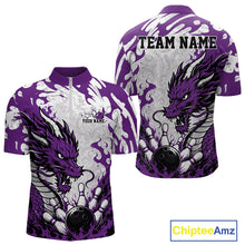 Load image into Gallery viewer, Purple and white sports jersey with dragon design on a white background