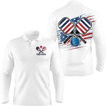 Load image into Gallery viewer, American Flag Patriotic Custom Pickleball Polo Shirts For Men, Personalized Pickleball Outfits IPHW6919