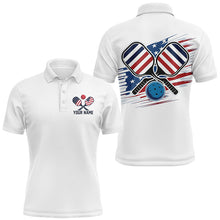 Load image into Gallery viewer, American Flag Patriotic Custom Pickleball Polo Shirts For Men, Personalized Pickleball Outfits IPHW6919
