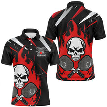 Load image into Gallery viewer, Custom Red Flame Pickleball Shirts For Men, Skull Pickleball Jerseys For Team IPHW6920