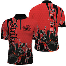 Load image into Gallery viewer, Black And Red Custom Tribal Flame Bowling Shirts For Men, Bowling Team Shirt Bowler Jersey IPHW7941