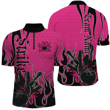 Load image into Gallery viewer, Black And Pink Custom Tribal Flame Bowling Shirts For Men, Bowling Team Shirt Bowler Jersey IPHW7943