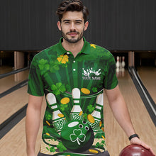 Load image into Gallery viewer, Custom Green St Patrick&#39;S Day Bowling Polo Shirts For Men, Celtic Team Bowling Outfits IPHW8375