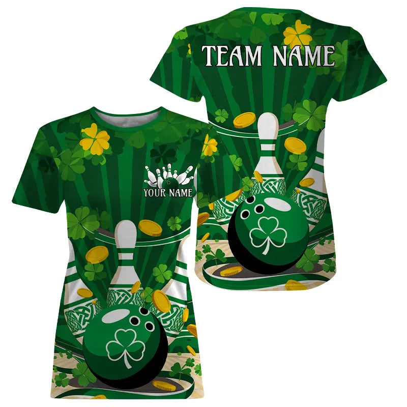 Custom Green St Patrick'S Day Bowling T-Shirts For Women, Celtic Team Bowling Outfits IPHW8375