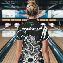 Load image into Gallery viewer, Custom Black And Green Thunder Lightning Dragon Bowling Team Polo Shirts For Women IPHW8555