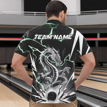 Load image into Gallery viewer, Custom Black And Green Thunder Lightning Dragon Bowling Team Quarter-Zip Shirts For Men IPHW8555