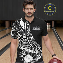 Load image into Gallery viewer, Custom Black And White Maori Style Koru Spiral Tribal Men Bowling Polo Team Shirt IPHW10960