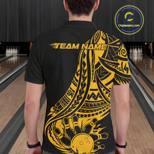 Load image into Gallery viewer, Custom Black And Yellow Maori Style Koru Spiral Tribal Men Bowling Polo Team Shirt IPHW10963