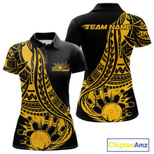 Load image into Gallery viewer, Custom Black And Yellow Maori Style Koru Spiral Tribal Women Bowling Polo Team Shirt IPHW10963
