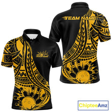 Load image into Gallery viewer, Custom Black And Yellow Maori Style Koru Spiral Tribal Men Bowling Polo Team Shirt IPHW10963